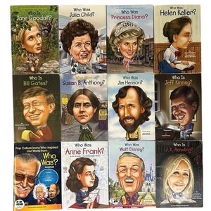 Lot of 12 WHO WAS? WHO IS?  Biography Chapter Books Who HQ Paperback Grades 2-5